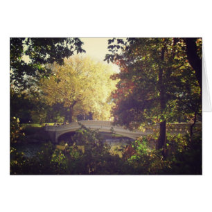 Bow Bridge Framat av Träd,Central Park, NYC Hälsningskort