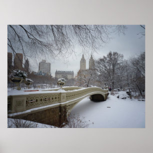 Bow Bridge i Winter, Central Park, NYC, Alla storl Poster