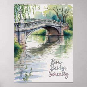 Bow Bridge Serenity Central Park Akvarell Poster