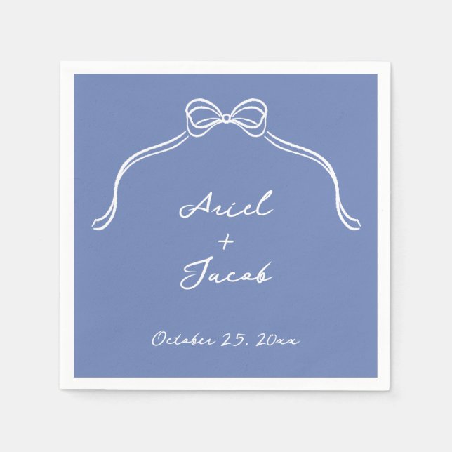 Bow Bröllop Papper Napkins, Standard Cocktail Pappersservett (Framsidan)