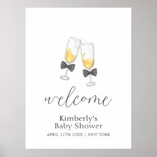Bow Champagne Sip & See Baby Shower Välkommen Poster