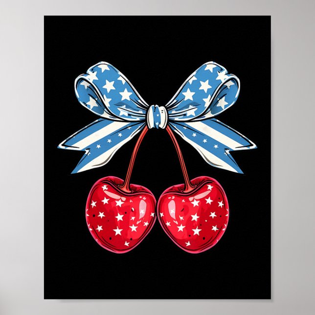 Bow Cherry 4:e juli USA Amerikansk patriotisk Poster (Framsidan)