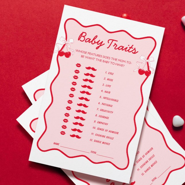 Bow Cherry Baby Shower Baby Traits Game (Skapare uppladdad)
