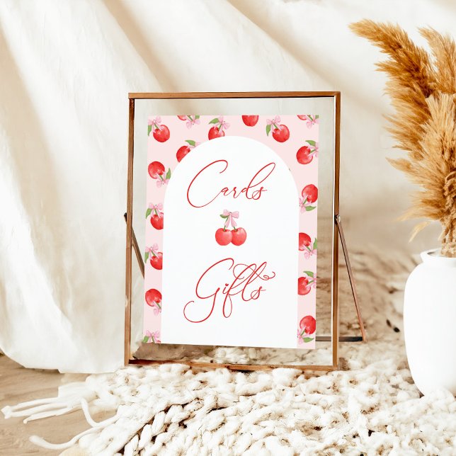 Bow Cherry Flicka Shower Card & Gifts Sign Poster (Skapare uppladdad)