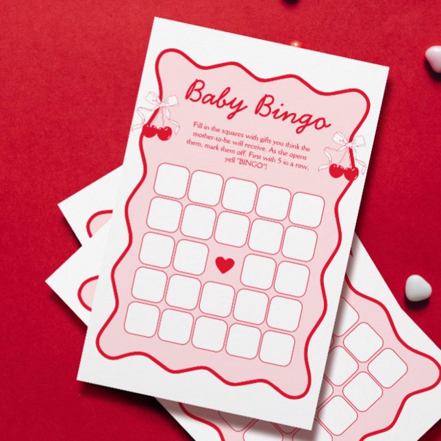 Bow Cherry on Top Baby Shower Baby Bingo Game (Skapare uppladdad)