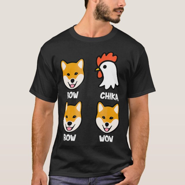 Bow Chicka Bow Wow Rolig hund Chicken Älskare T Shirt (Framsida)