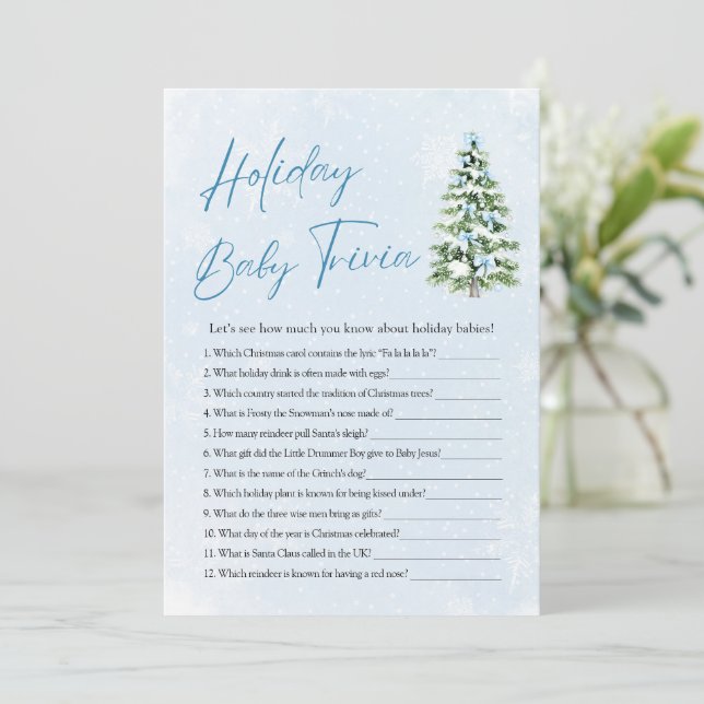 Bow Christmas Baby Shower Holiday Baby Trivia Game Inbjudningar (Stående Fram)
