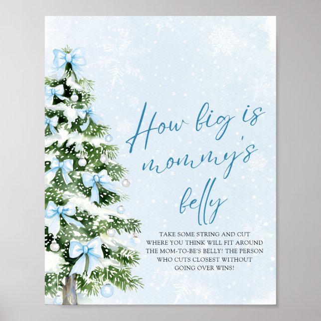 Bow Christmas Baby Shower How Big Is Mommy's Belly Poster (Framsidan)