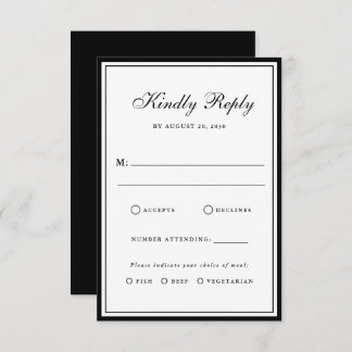 Bow Classic Old Money Black & White Wedding OSA Kort