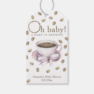 Bow Coffee Baby shower - En baby bryggs Presentetikett