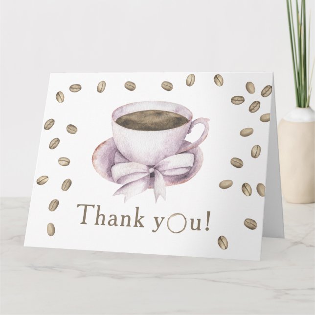 Bow & Coffee bryggning Baby shower Tack  Kort (Framsida)