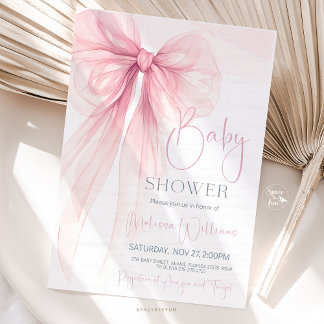 Bow Coquette Baby Shower Inbjudningar