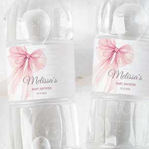 Bow Coquette Baby Shower Vattenflaskor Etikett