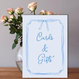 Bow Coquette Blue Cards and Gifts Sign hand plocka