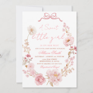 Bow Coquette Blush Rosa Bow Baby Shower Inbjudan