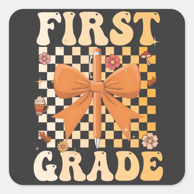 Bow Coquette Klass Fyrkantigt Klistermärke (Framsida)