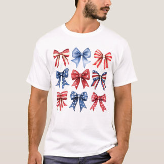 Bow Coquette Patriotic Fjärde 4:e July USA T Shirt