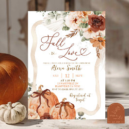 Bow Coquette Pumpkin Fall Ivory Boho Shower Inbjudningar