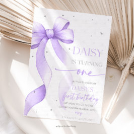 Bow Coquette Purple 1-årsdag Inbjudningar