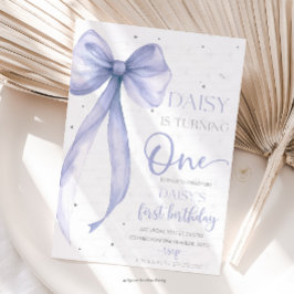 Bow Coquette Purple 1st Birthday Inbjudningar