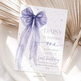 Bow Coquette Purple 1st Birthday Inbjudningar