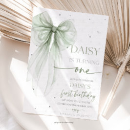 Bow Coquette Sage 1st Birthday Inbjudningar