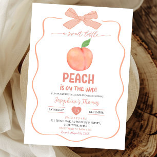 Bow Coquette Sweet Little Peach Baby Shower Inbjudningar