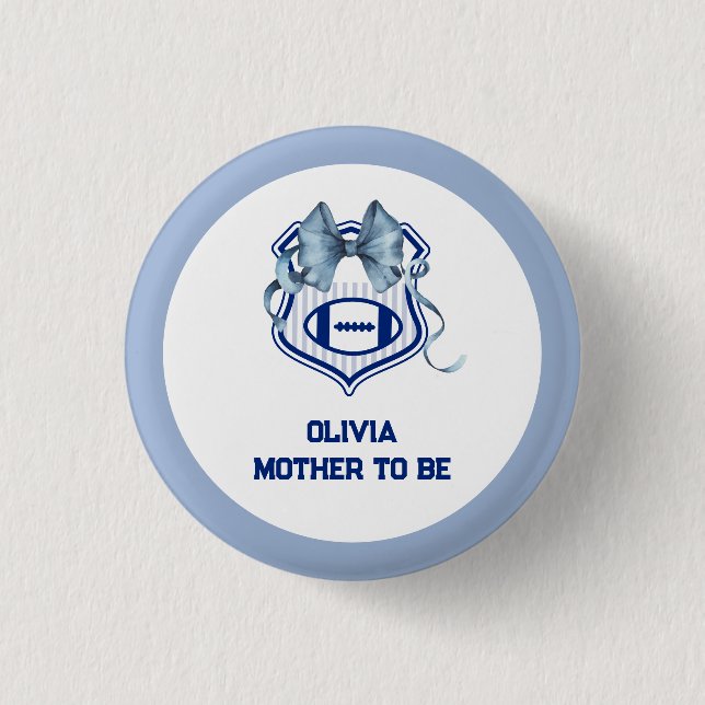 Bow Crest Rookie Football Mother To Be Baby Shower Knapp (Framsida)