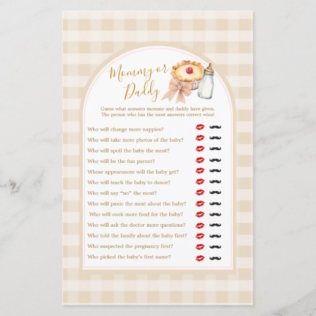 Bow Cutie Paj Pastel Gingham Mamma eller Pappa Gam (Framsida)