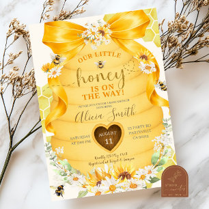 Bow Daisa Solros Honey Baby Shower Inbjudan