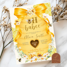 Bow Daisy Sunflower Oh Babee Baby Shower Inbjudningar