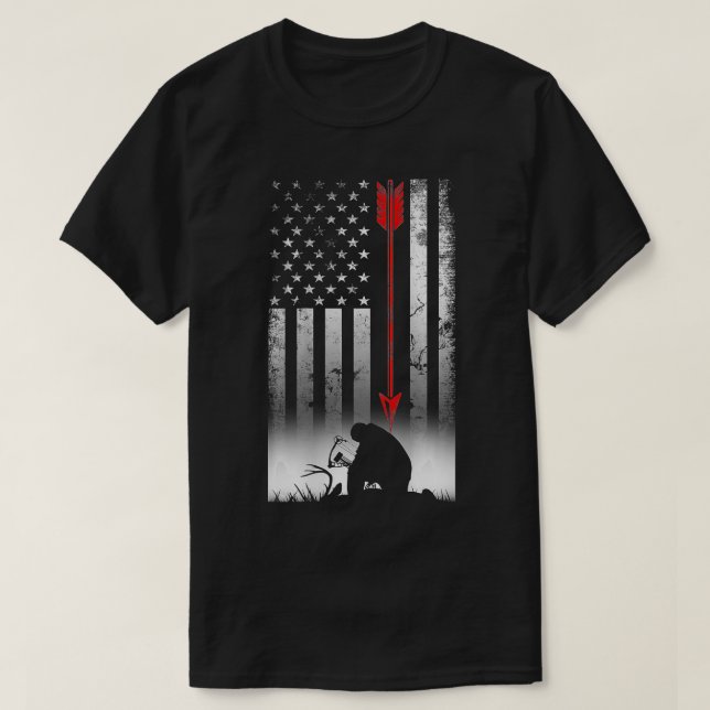 Bow deer hunting American flag gift for Bow huntin T Shirt (Design framsida)
