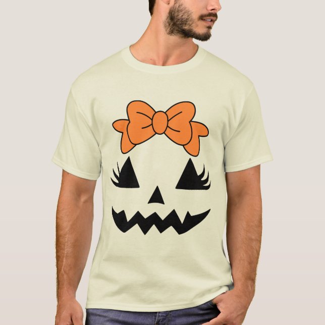 Bow-design för Orange för Halloween T Shirt (Framsida)