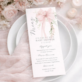 Bow Elegant Greenery Neutral Baby Shower Meny