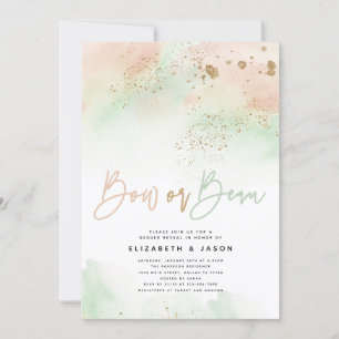 Bow eller Beau Mint och Rosa Gender Reveal Glitter Inbjudningar