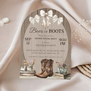 Bow eller Boots rustika boho Könsbestämningsfest Inbjudningar