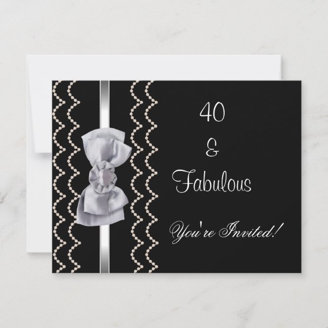 Bow Fabulous 40:e Black inbjudan Party (Framsida)