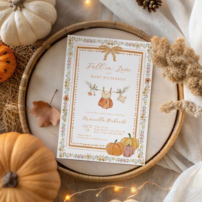 Bow Fall in Kärlek Fall Baby Shower Girl Inbjudningar (Skapare uppladdad)