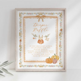 Bow Fall in Love Baby Shower Blöja Lotteri Skylt