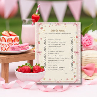 Bow First Birthday Ever or Never game card Julkort