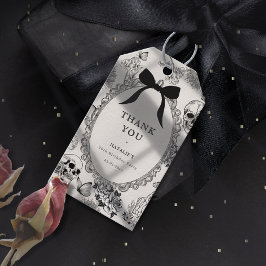 Bow Floral Skull RIP Twenties 30th Birthday Party Presentetikett
