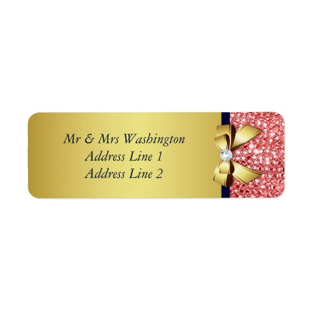 Bow för korallsekvenser för guld returadress etikett (Framsidan)