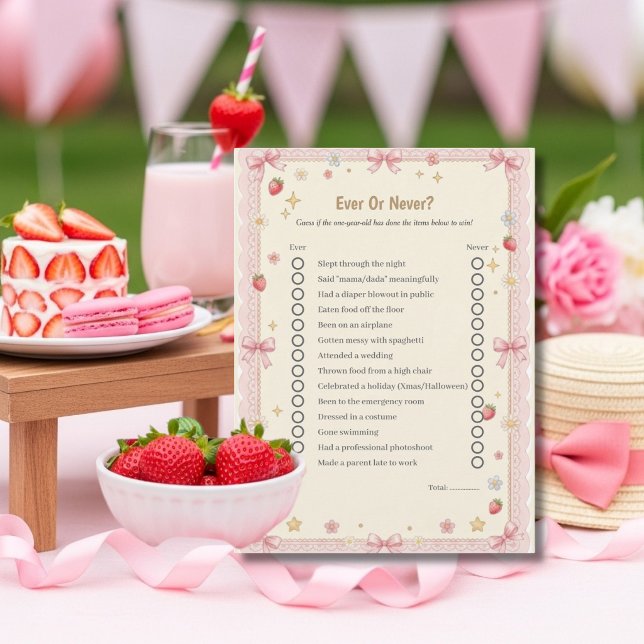 Bow Första födelsedagen någonsin eller Aldrig spel Julkort (Bow First Birthday Ever or Never game card)