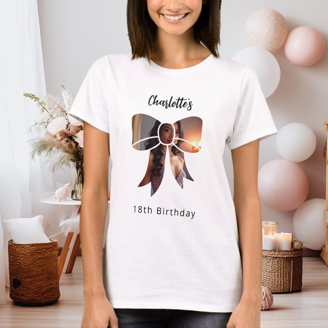 Bow-foto Birthday T Shirt (Skapare uppladdad)