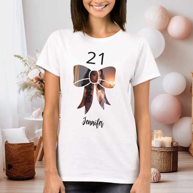 Bow-foto Birthday T Shirt (Skapare uppladdad)