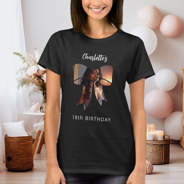 Bow-foto Birthday T Shirt (Skapare uppladdad)