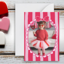 Bow Frame Kid Photo Valentine Card, Child School Anteckningskort