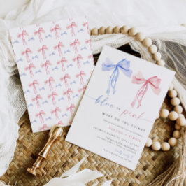 Bow-Gender - blått Rosa-coquette Inbjudningar