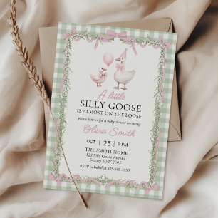 Bow Gingham Dum Anka Baby Shower Invitation Inbjudningar