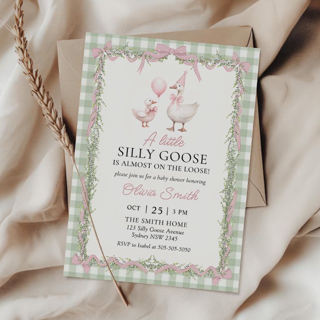 Bow Gingham Dum Anka Baby Shower Invitation Inbjudningar (Skapare uppladdad)